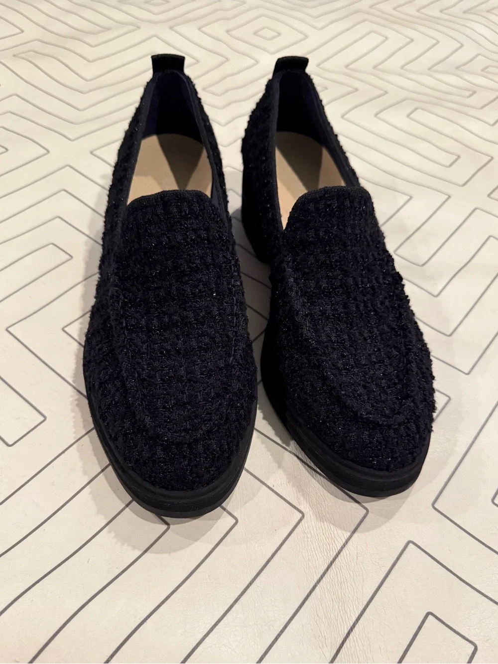 New Rothy's Lug Loafer in Boucle Black